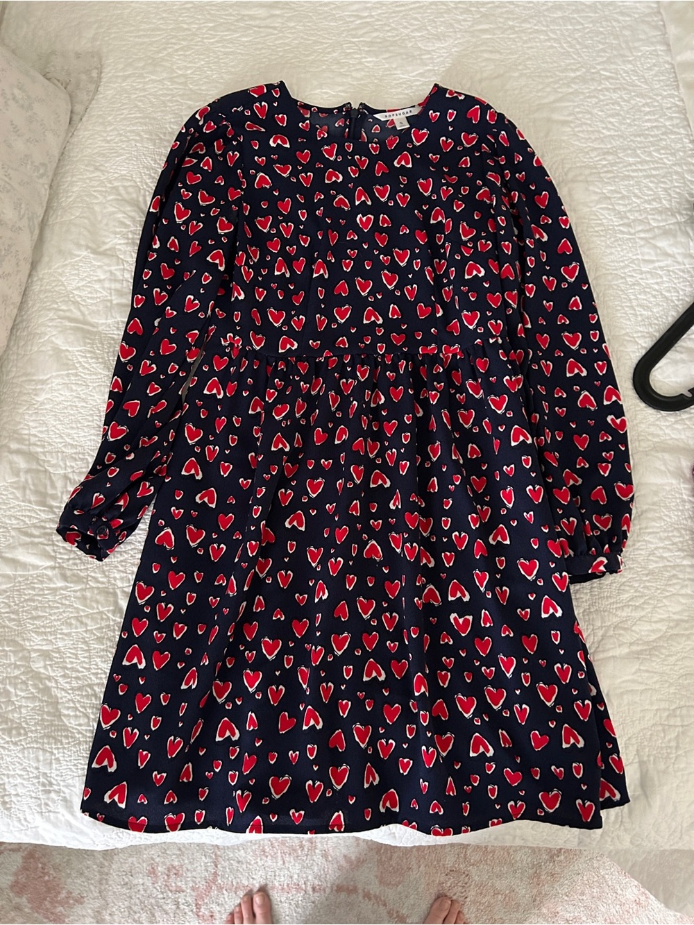 POPSUGAR Black Mini Dress with Red Heart Print